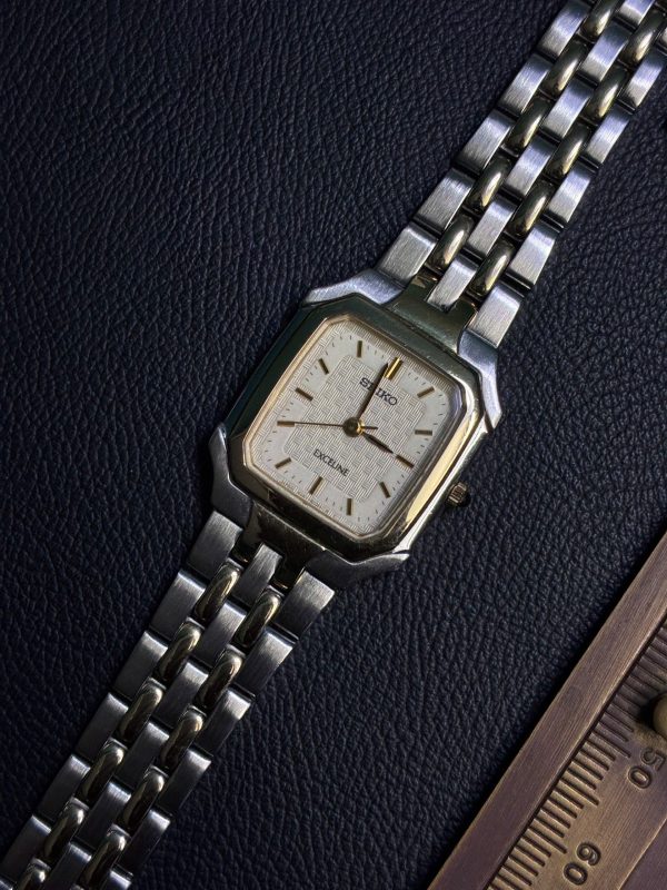 Seiko Exceline 4J41-5020 Silver Gold Square Ladies Watch
