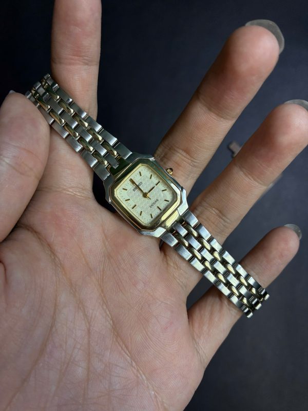 Seiko Exceline 4J41-5020 Silver Gold Square Ladies Watch