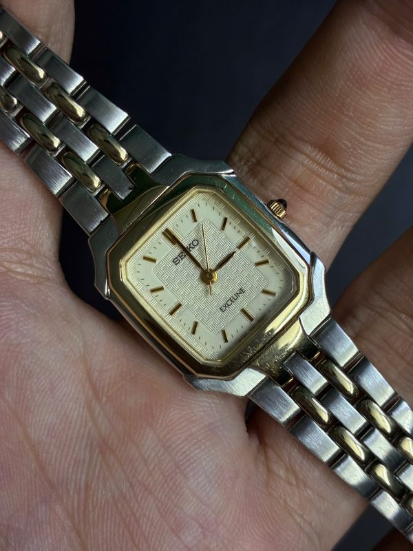 Seiko Exceline 4J41-5020 Silver Gold Square Ladies Watch